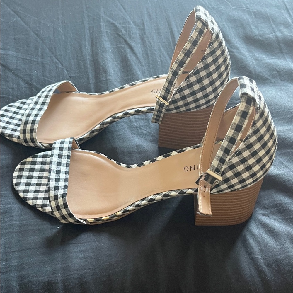 Call It Spring Black and White Checkered Heels - Picture 3 of 6